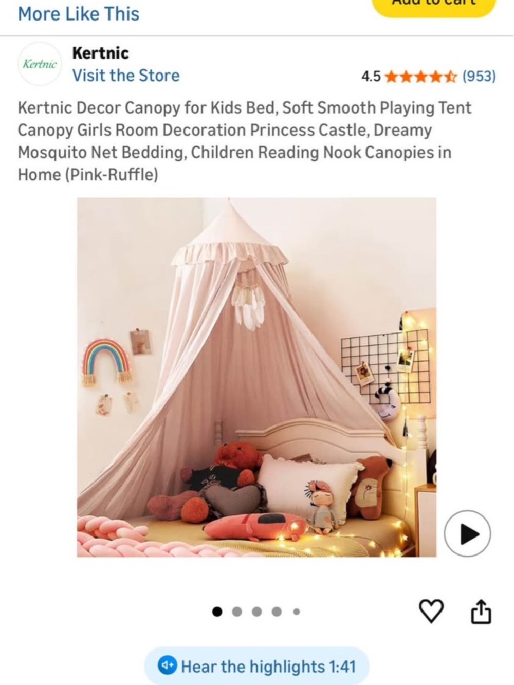 Like New Pink Kids Canopy Tent for Bed